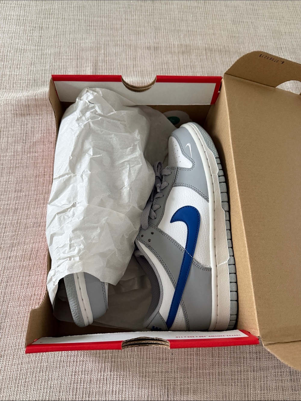 Kid's White and Gray Sneakers with Blue Accent